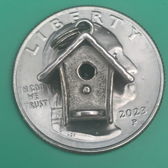 Birdhouse Sterling Silver Jewelry Charm #traditional birdhouse #wildlife - Picture 2 of 4